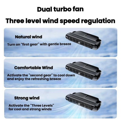 Car Rear Seat USB Plug-in Dual Turbine Silent Bladeless Electric Fan(CF04 Black) - Heating & Fans by buy2fix | Online Shopping UK | buy2fix