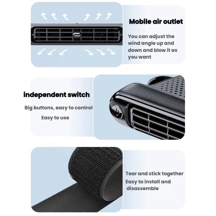 Car Rear Seat USB Plug-in Dual Turbine Silent Bladeless Electric Fan(CF04 Black) - Heating & Fans by buy2fix | Online Shopping UK | buy2fix