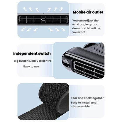 Car Rear Seat USB Plug-in Dual Turbine Silent Bladeless Electric Fan(CF04 Black) - Heating & Fans by buy2fix | Online Shopping UK | buy2fix