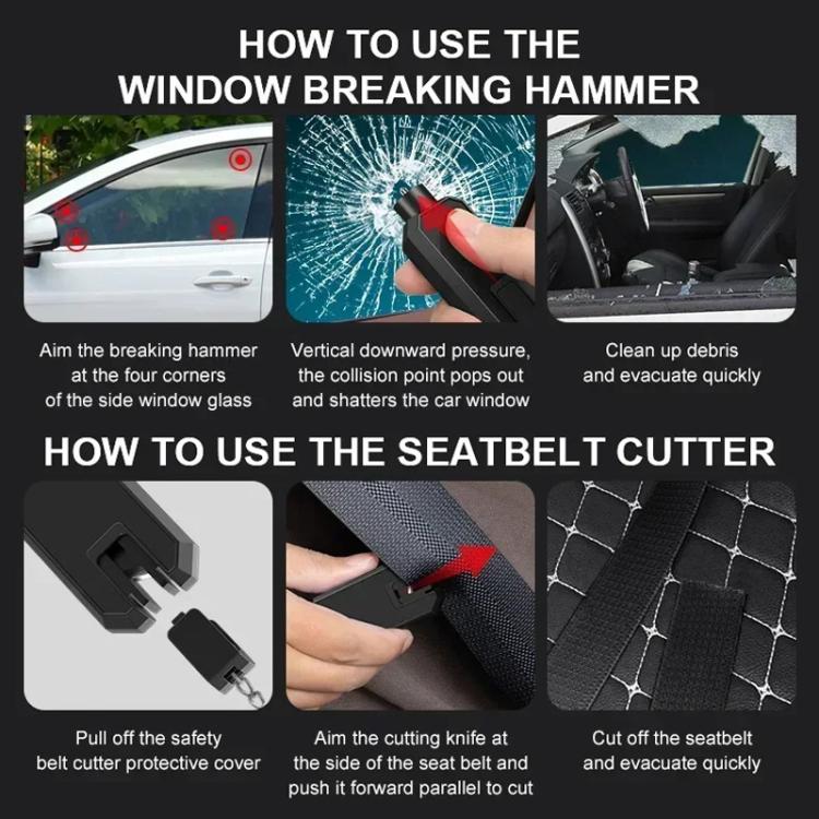 Car Safety Hammer Emergency Window Breaker(Black) - Emergency Hammer by buy2fix | Online Shopping UK | buy2fix