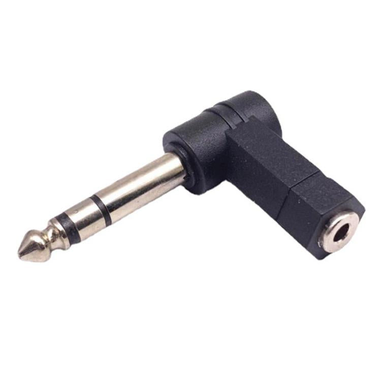 6.35mm To 3.5mm Plug 90 Degree Headphone Microphone Audio Adapter(Black) - Audio Adapter by buy2fix | Online Shopping UK | buy2fix