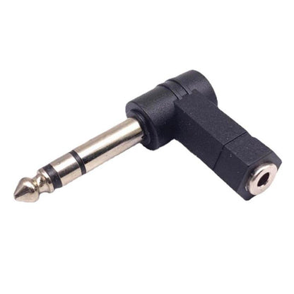 6.35mm To 3.5mm Plug 90 Degree Headphone Microphone Audio Adapter(Black) - Audio Adapter by buy2fix | Online Shopping UK | buy2fix