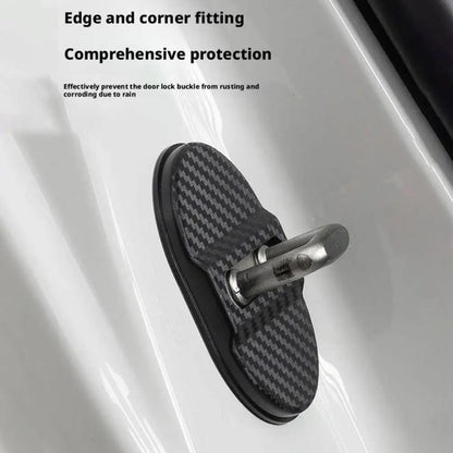 5sets Door Latch Protector Plastic Door Latch Cover Shock Absorbing Noise Reducing Soundproofing Adhesive Sticker(White) - Seat Accessories by buy2fix | Online Shopping UK | buy2fix