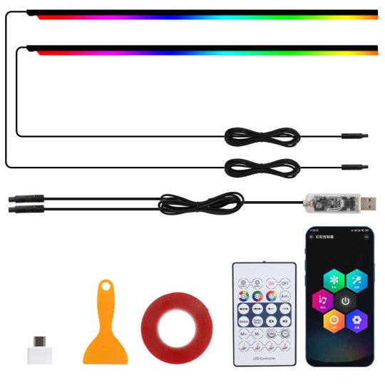 3 Control App Remote Control Colorful Car Interior Ambient Lighting Modified LED Acrylic USB Car Ambient Lighting, Spec: 110cm x 2 2 In 1