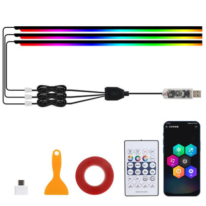 3 Control App Remote Control Colorful Car Interior Ambient Lighting Modified LED Acrylic USB Car Ambient Lighting, Spec: 110cm x 3 3 In 1 - Atmosphere lights by buy2fix | Online Shopping UK | buy2fix