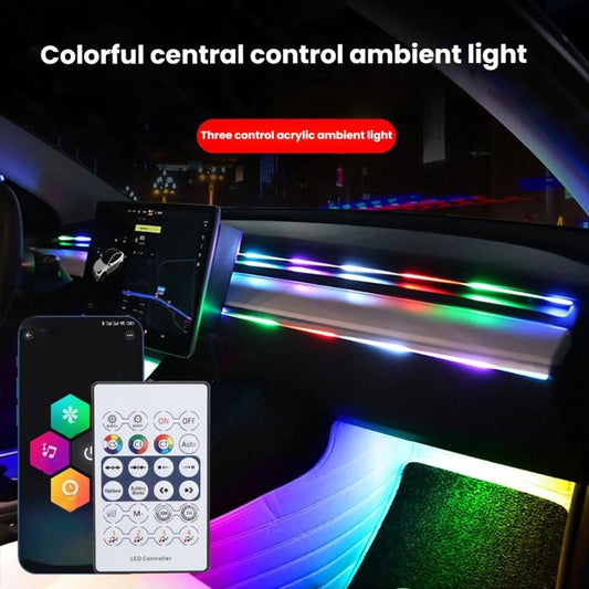 3 Control App Remote Control Colorful Car Interior Ambient Lighting Modified LED Acrylic USB Car Ambient Lighting, Spec: 110cm x 2 2 In 1 - Atmosphere lights by buy2fix | Online Shopping UK | buy2fix