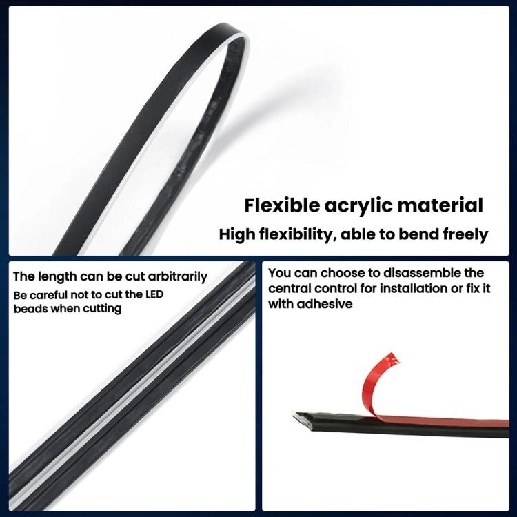 3 Control App Remote Control Colorful Car Interior Ambient Lighting Modified LED Acrylic USB Car Ambient Lighting, Spec: 110cm+35cm 2 In 1 - Atmosphere lights by buy2fix | Online Shopping UK | buy2fix