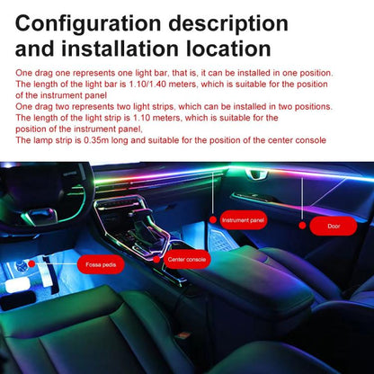 3 Control App Remote Control Colorful Car Interior Ambient Lighting Modified LED Acrylic USB Car Ambient Lighting, Spec: 110cm - Atmosphere lights by buy2fix | Online Shopping UK | buy2fix