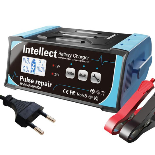 12V/24V Car Battery Charger Intelligent Pulse Lead-acid Battery Repair, Specification: EU Plug - Battery Charger by buy2fix | Online Shopping UK | buy2fix