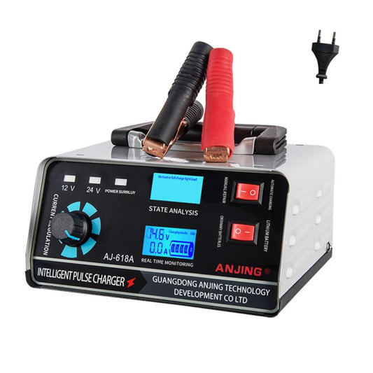 ANJING 12-24V Car Motorcycle Battery Charger Pure Copper Intelligent Pulse Repair, Specification: EU Plug - Battery Charger by buy2fix | Online Shopping UK | buy2fix