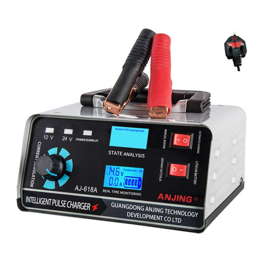 ANJING 12-24V Car Motorcycle Battery Charger Pure Copper Intelligent Pulse Repair, Specification: UK Plug - Battery Charger by buy2fix | Online Shopping UK | buy2fix
