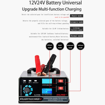ANJING 12-24V Car Motorcycle Battery Charger Pure Copper Intelligent Pulse Repair, Specification: US Plug - Battery Charger by buy2fix | Online Shopping UK | buy2fix