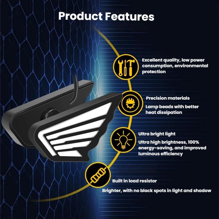 1pairs Motorcycle High-Brightness Winged Eagle Eye Lights Modified Headlights(Blue) - Eagle Eye Lights by buy2fix | Online Shopping UK | buy2fix