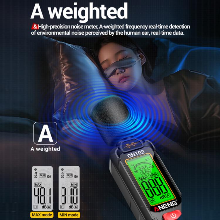 ANENG Sound Decibel Tester Volume Sound Level Noise Meter(No Battery) - Light & Sound Meter by ANENG | Online Shopping UK | buy2fix