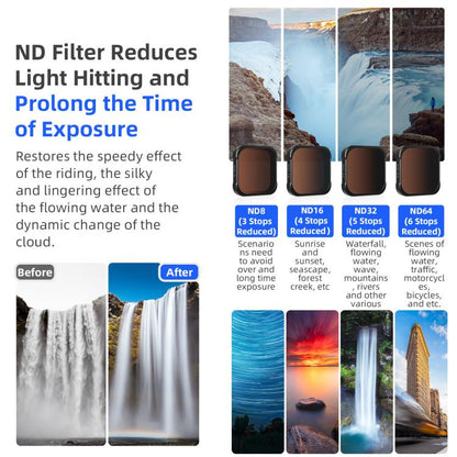 aMagisn AP26 Filter For GoPro HERO13 Black / 12 Black / 11 Black / 10 Black / 9 Black / 11Mini Black, Spec: ND8/ND16/ND32/ND64 - Lens Filter by aMagisn | Online Shopping UK | buy2fix