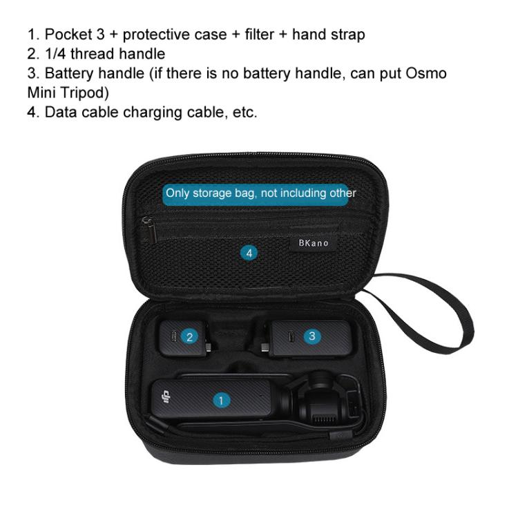 For DJI Pocket 3 Standard/Long-Battery Version BKANO Hard Case Slim Handheld Storage Bag(Black) - Case & Bags by BKano | Online Shopping UK | buy2fix