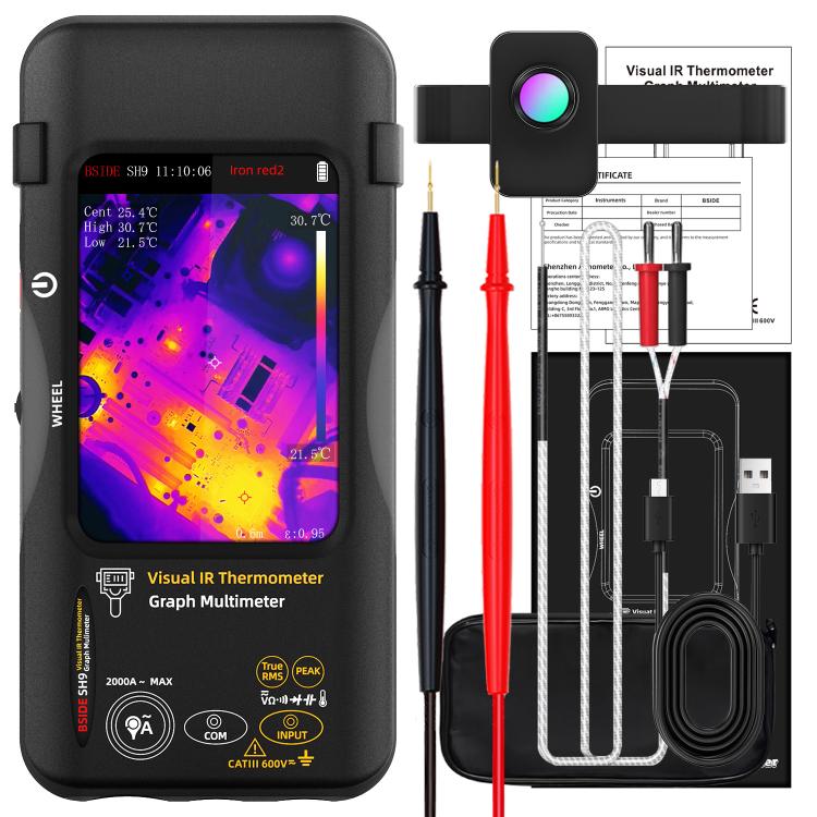 Standard+Macro Lens BSIDE SH9 Infrared Thermal Imaging Multimeter Touchscreen High-Definition Thermal Imaging Thermometer Electrical Floor Heating Inspection - Thermostat & Thermometer by BSIDE | Online Shopping UK | buy2fix