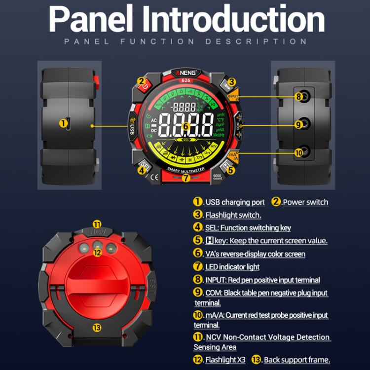 ANENG Intelligent High-precision Double-tube Fuse Digital Multimeter(626) - Digital Multimeter by ANENG | Online Shopping UK | buy2fix