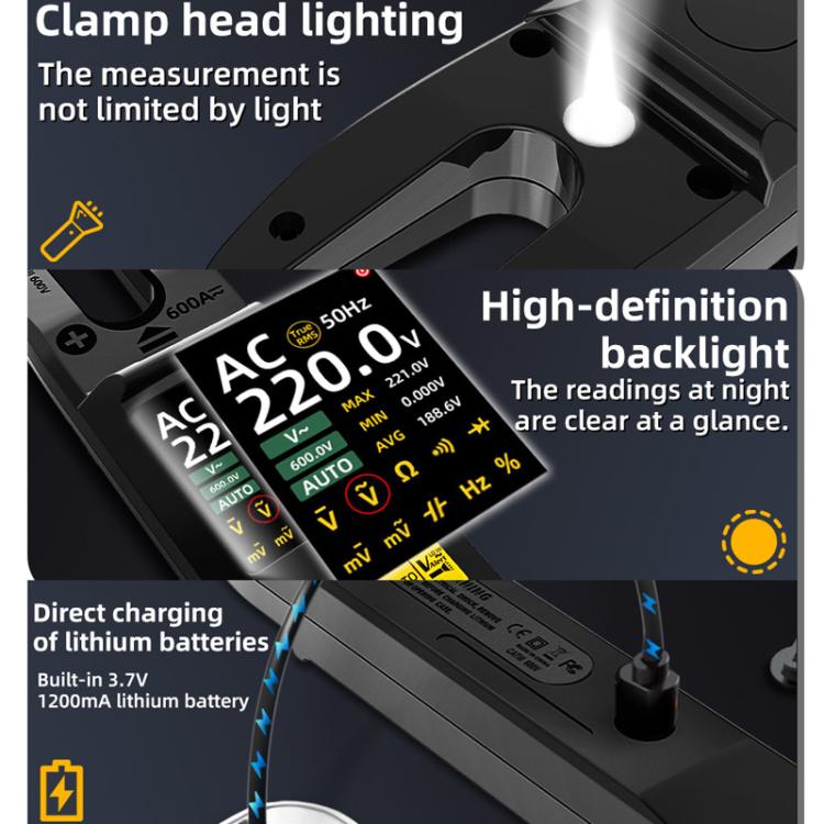 BSIDE U5 600A Intelligent High-Precision Clamp Meter U-Type Multimeter - Digital Multimeter by BSIDE | Online Shopping UK | buy2fix
