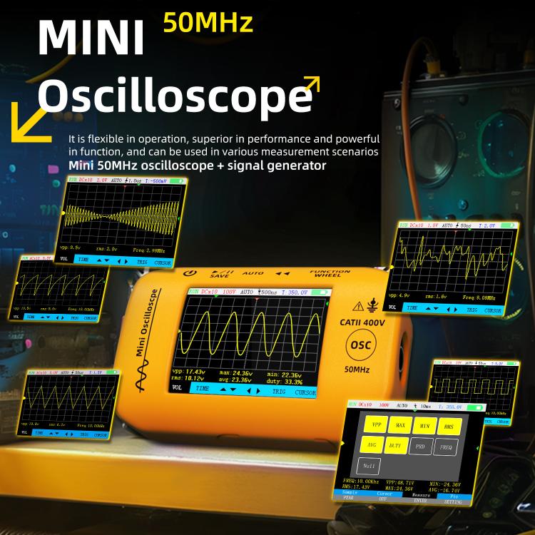 BSIDE OT4 Miniature Oscilloscope Signal Generator Rechargeable Handheld Color Screen 50MHz Oscilloscope - Other Tester Tool by BSIDE | Online Shopping UK | buy2fix