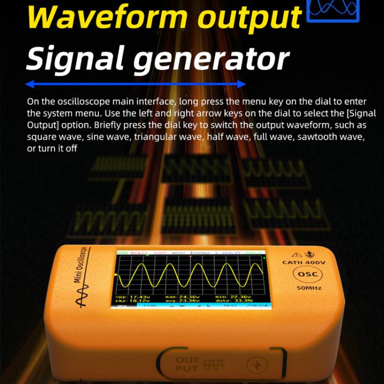 BSIDE OT4 Miniature Oscilloscope Signal Generator Rechargeable Handheld Color Screen 50MHz Oscilloscope - Other Tester Tool by BSIDE | Online Shopping UK | buy2fix