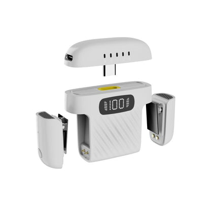 One To Two Mini Wireless Collar-clip Noise-cancelling Microphone With Charging Case(White) - Microphone by buy2fix | Online Shopping UK | buy2fix