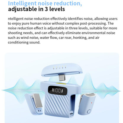 One To Two Mini Wireless Collar-clip Noise-cancelling Microphone With Charging Case(White) - Microphone by buy2fix | Online Shopping UK | buy2fix