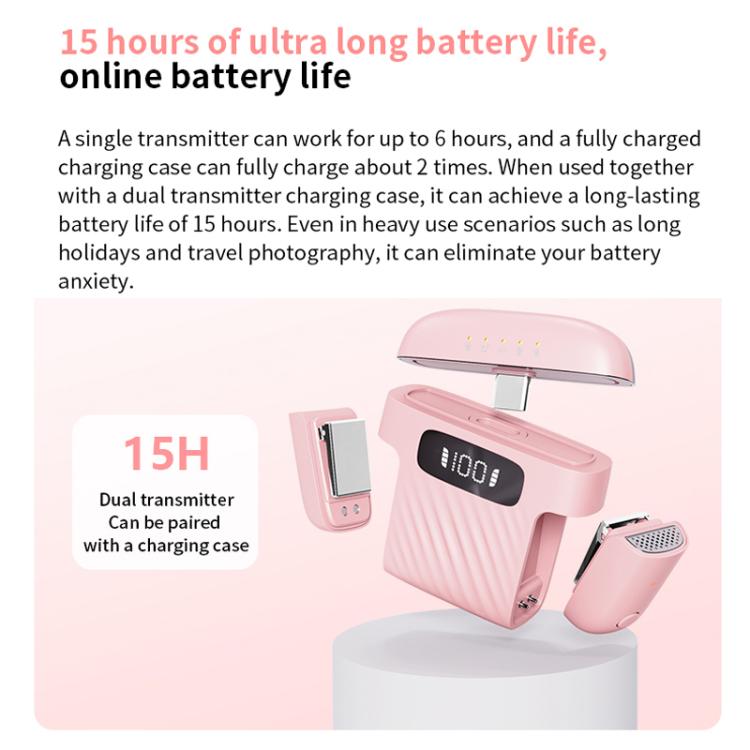 One To Two Mini Wireless Collar-clip Noise-cancelling Microphone With Charging Case(White) - Microphone by buy2fix | Online Shopping UK | buy2fix