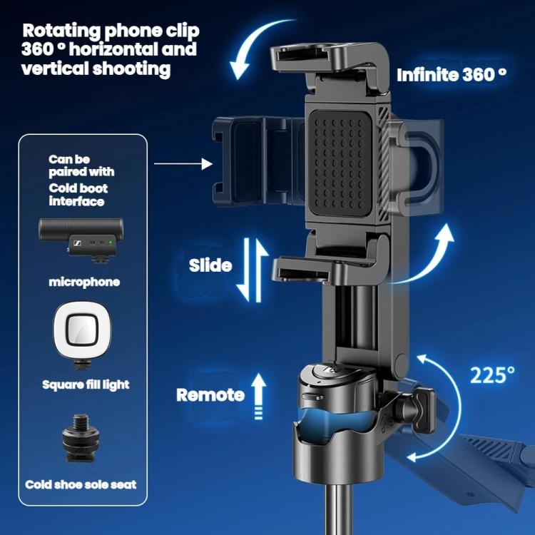Portable Retractable Bluetooth Selfie Stick For Mobile Phones, Color: P15-H1 Black - Selfie Sticks by buy2fix | Online Shopping UK | buy2fix
