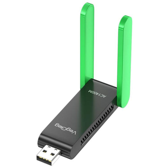 VegGieg 1400Mbps Dual Band WIFI 6 USB Wireless Adapter Driver-Free Network Card  for Desktop PC/Laptop(Black)