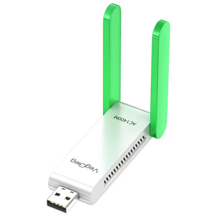 VegGieg 1400Mbps Dual Band WIFI 6 USB Wireless Adapter Driver-Free Network Card  for Desktop PC/Laptop(White) - USB Network Adapter by VegGieg | Online Shopping UK | buy2fix
