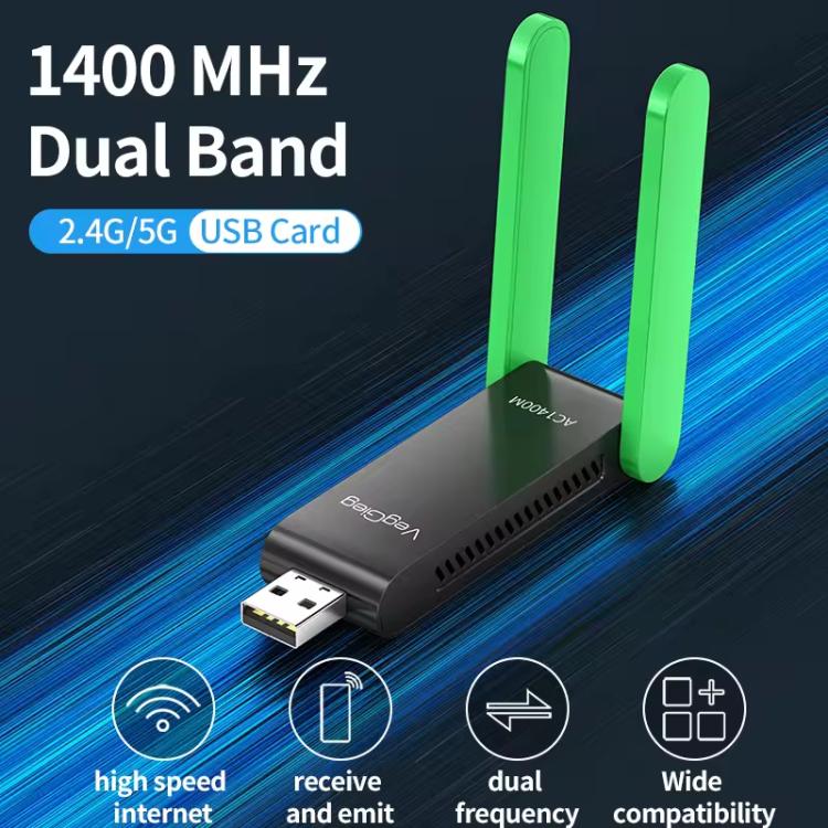 VegGieg 1400Mbps Dual Band WIFI 6 USB Wireless Adapter Driver-Free Network Card  for Desktop PC/Laptop(White) - USB Network Adapter by VegGieg | Online Shopping UK | buy2fix