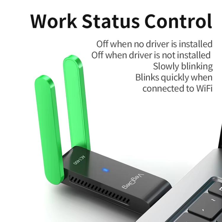 VegGieg 1400Mbps Dual Band WIFI 6 USB Wireless Adapter Driver-Free Network Card  for Desktop PC/Laptop(Black) - USB Network Adapter by VegGieg | Online Shopping UK | buy2fix
