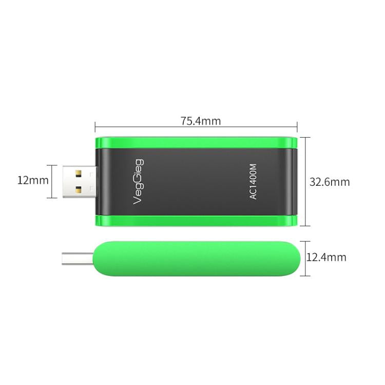 VegGieg 1400Mbps Dual Band WIFI 6 USB Wireless Adapter Driver-Free Network Card  for Desktop PC/Laptop(White) - USB Network Adapter by VegGieg | Online Shopping UK | buy2fix