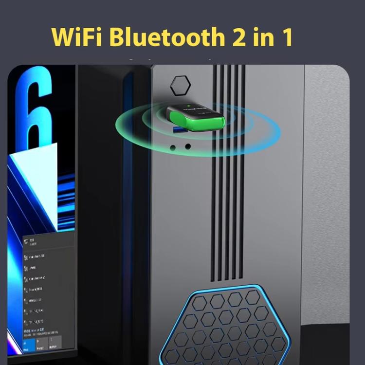 VegGieg 1100Mbps 2-in-1 WiFi 6 Bluetooth 5.4 USB Adapter Gigabit 5G Wireless Network Card for PC/Laptop(V-UB506) - USB Network Adapter by VegGieg | Online Shopping UK | buy2fix