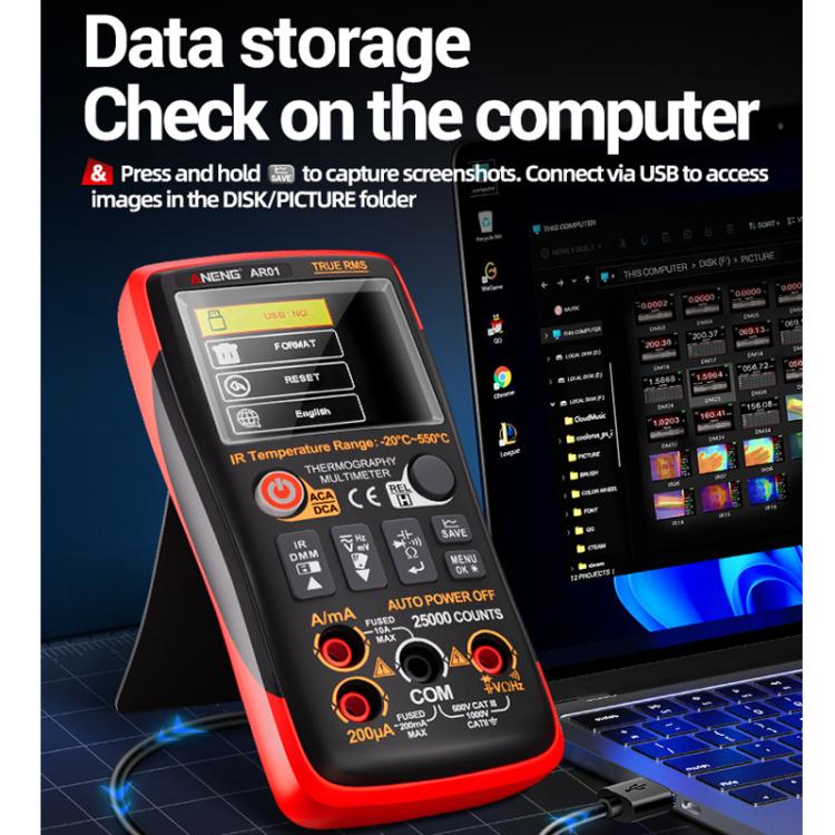 ANENG 2 In 1 HD Infrared Thermal Imager Digital Multimeter(AR01) - Digital Multimeter by ANENG | Online Shopping UK | buy2fix