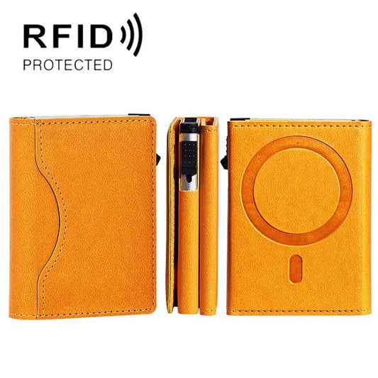 One-Click Pop-Up RFID Blocking Card Holder Magnetic Phone Wallet for MagSafe iPhones(Yellow) - Adhesive Card Holders by buy2fix | Online Shopping UK | buy2fix