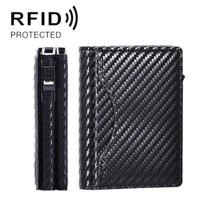 One-Click Pop-Up RFID Blocking Card Holder Magnetic Phone Wallet for MagSafe iPhones(Carbon Fiber) - Adhesive Card Holders by buy2fix | Online Shopping UK | buy2fix