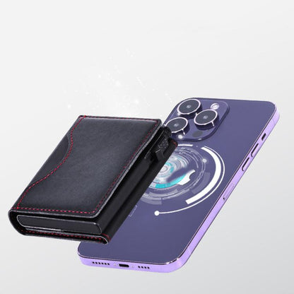 One-Click Pop-Up RFID Blocking Card Holder Magnetic Phone Wallet for MagSafe iPhones(Black) - Adhesive Card Holders by buy2fix | Online Shopping UK | buy2fix