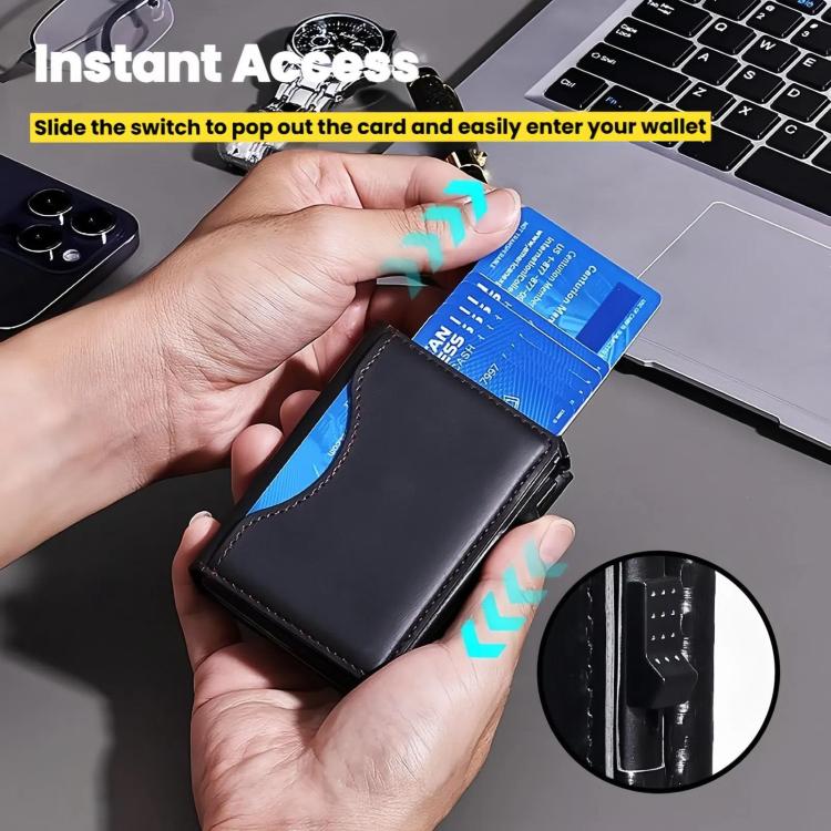 One-Click Pop-Up RFID Blocking Card Holder Magnetic Phone Wallet for MagSafe iPhones(Black) - Adhesive Card Holders by buy2fix | Online Shopping UK | buy2fix