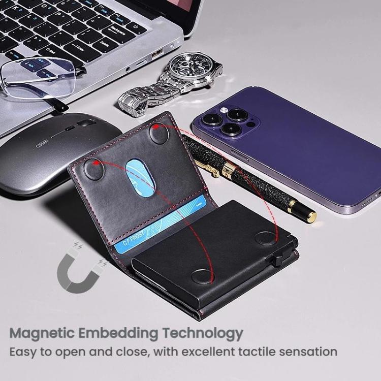 One-Click Pop-Up RFID Blocking Card Holder Magnetic Phone Wallet for MagSafe iPhones(Black) - Adhesive Card Holders by buy2fix | Online Shopping UK | buy2fix