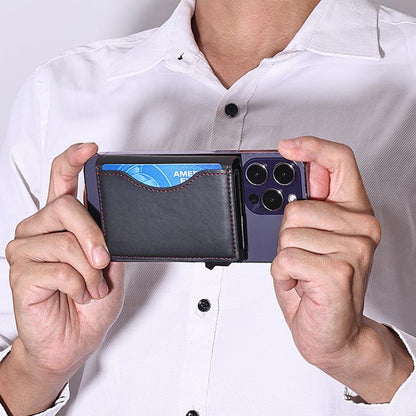 One-Click Pop-Up RFID Blocking Card Holder Magnetic Phone Wallet for MagSafe iPhones(Black) - Adhesive Card Holders by buy2fix | Online Shopping UK | buy2fix