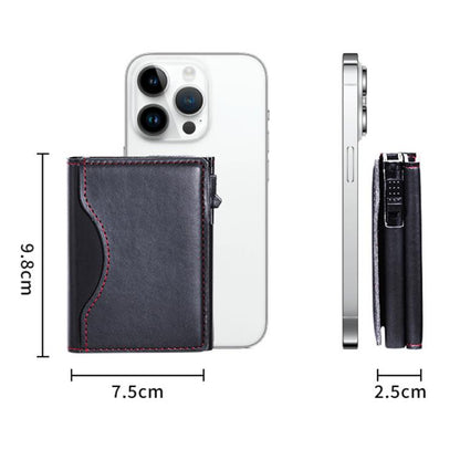 One-Click Pop-Up RFID Blocking Card Holder Magnetic Phone Wallet for MagSafe iPhones(Black) - Adhesive Card Holders by buy2fix | Online Shopping UK | buy2fix