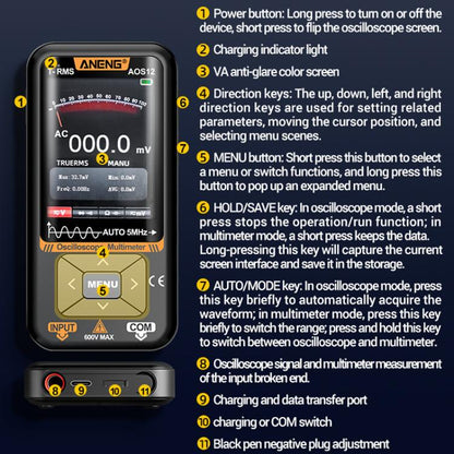 ANENG 2 In 1 Handheld Color Screen Oscilloscope Digital Multimeter(AOS12) - Digital Multimeter by ANENG | Online Shopping UK | buy2fix