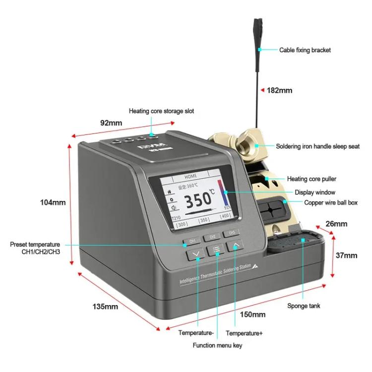 GVM H3 Smart 3 In 1 Electric Welding Station Mainboard Soldering Iron Smartphone Repair Smart Constant Temperature Soldering Iron US Plug - Electric Soldering Iron by GVM | Online Shopping UK | buy2fix
