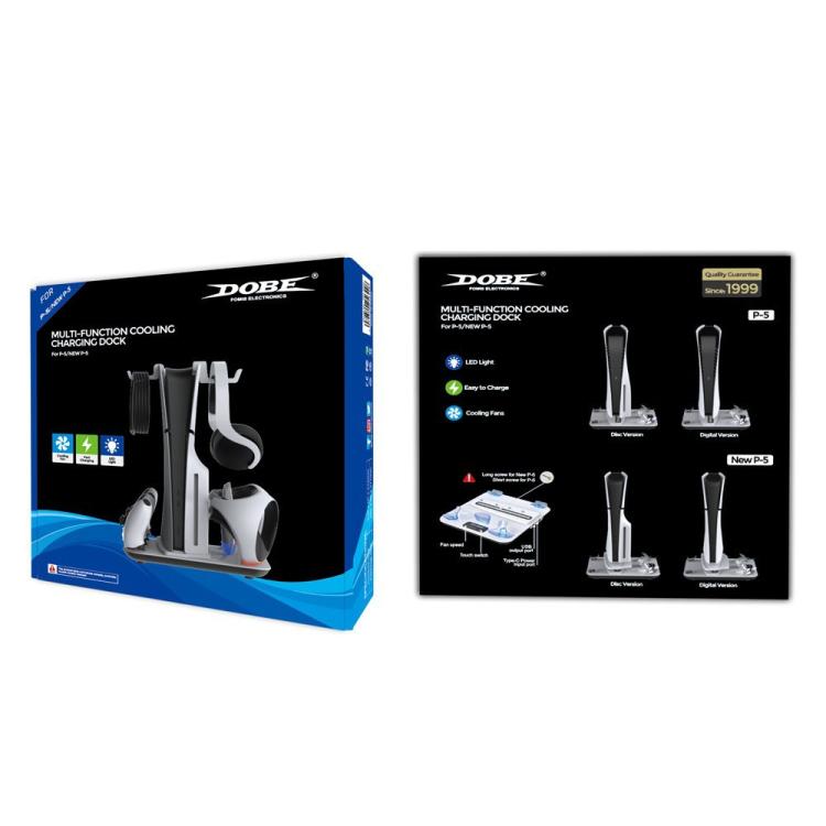For PS5 / PS5 Slim / PS VR2 DOBE TP5-3550 Game Console Cooling Base Controller Charging Stand + Headphone Hanger - Charger & Power by DOBE | Online Shopping UK | buy2fix