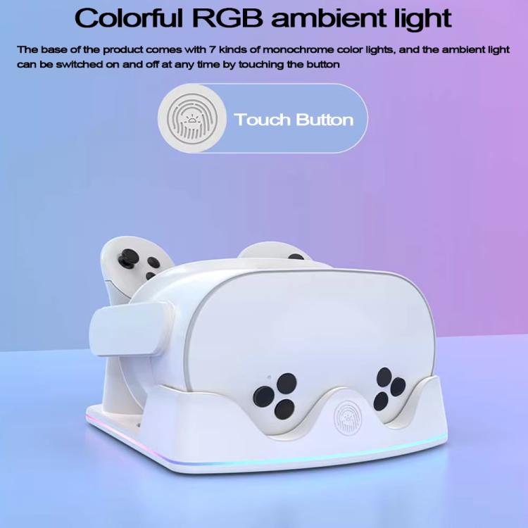 For Meta Quest 3S / 3 / 2 iplay HBV-641 Handle Storage Rack VR Headset Charging Stand With LED Light(White) - VR Accessories by iplay | Online Shopping UK | buy2fix