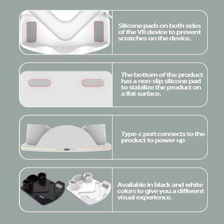 For Meta Quest 3S / 3 / 2 iplay HBV-641 Handle Storage Rack VR Headset Charging Stand With LED Light(White) - VR Accessories by iplay | Online Shopping UK | buy2fix