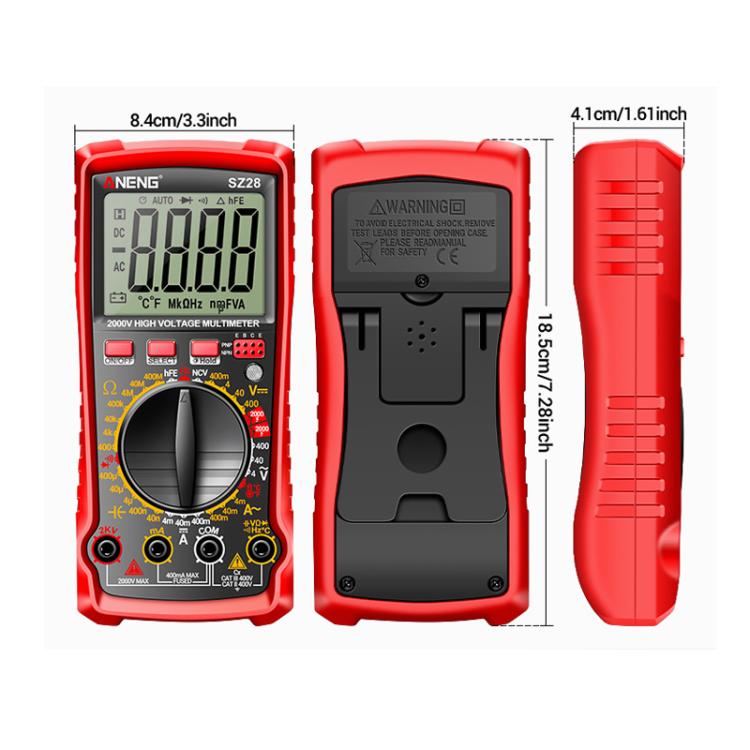ANENG 2000V High Voltage High Precision Photovoltaic Digital Multimeter(SZ28 Red) - Digital Multimeter by ANENG | Online Shopping UK | buy2fix