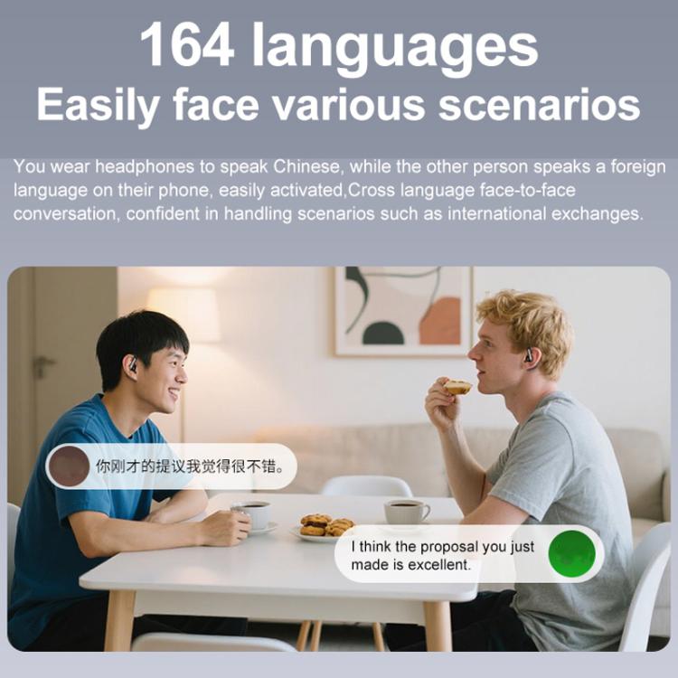164 Languages Simultaneous Interpretation Intelligent Bluetooth Earphones(Black) -  by buy2fix | Online Shopping UK | buy2fix